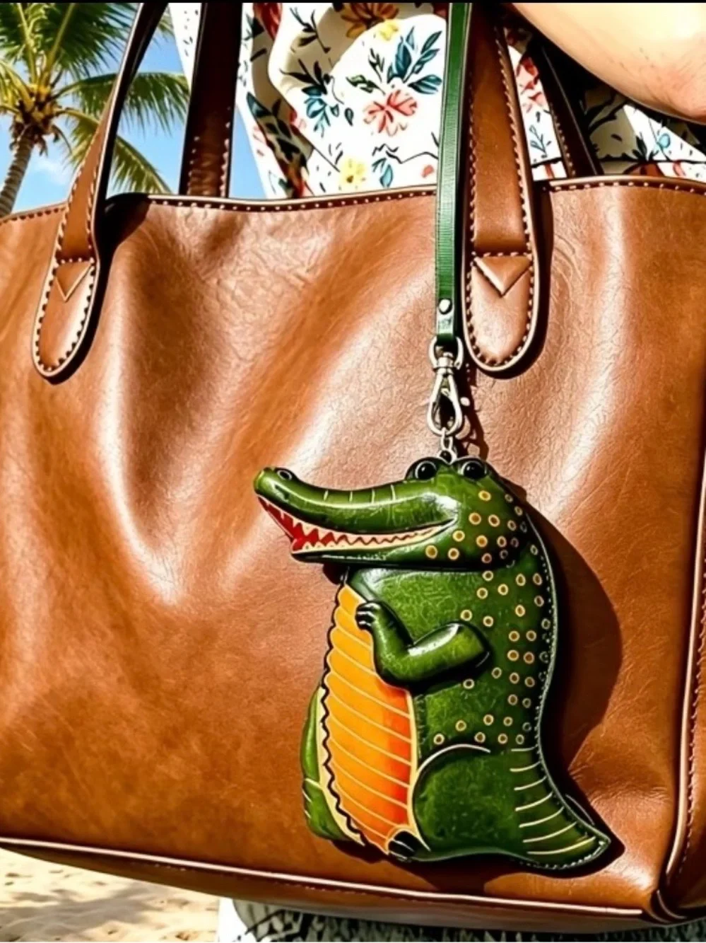 🆕 Whimsical Crocodile - Alligator Wristlet - Coin Purse - Genuine Leather